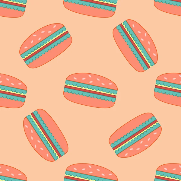 Burger Muster Vektor Illustration Flachen Stil — Stockvektor