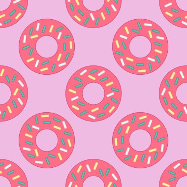Donut deseni. Düz bir şekilde vektör illüstrasyonu