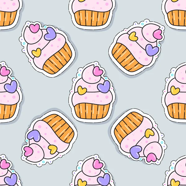 Cupcakes Patroon Vector Illustratie Een Platte Stijl — Stockvector