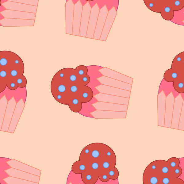 Modèle Cupcakes Illustration Vectorielle Dans Style Plat — Image vectorielle