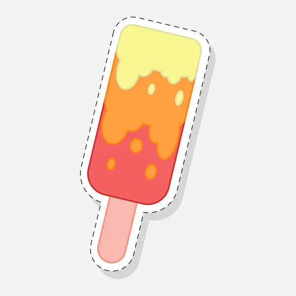 Ice Cream Sticker Vector Illustration Flat Style — Stock Vector