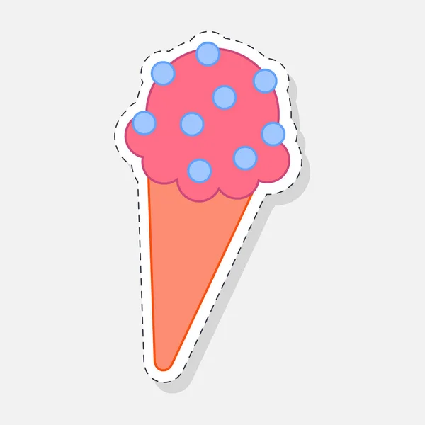 Ice Cream Sticker Vector Illustration Flat Style — Stock Vector