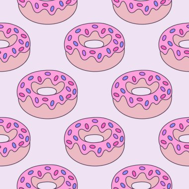 Donut deseni. Düz bir şekilde vektör illüstrasyonu