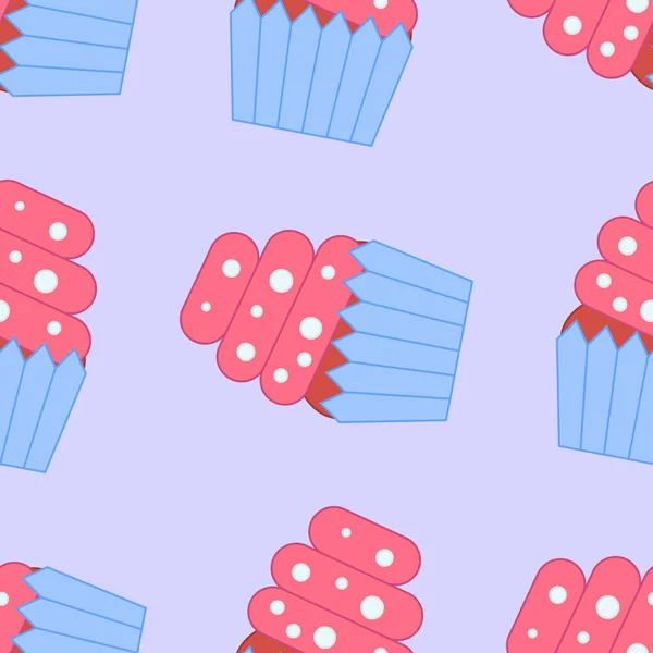 Modèle Cupcakes Illustration Vectorielle Dans Style Plat — Image vectorielle