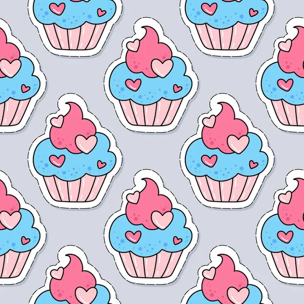 Cupcakes Muster Vektor Illustration Flachen Stil — Stockvektor