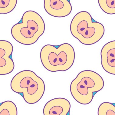 Elma deseni. Düz bir şekilde vektör illüstrasyonu