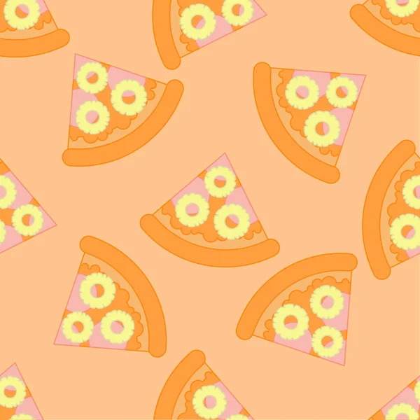 Pizza Ham Pineapples Pattern Vector Illustration Flat Style — Stock Vector