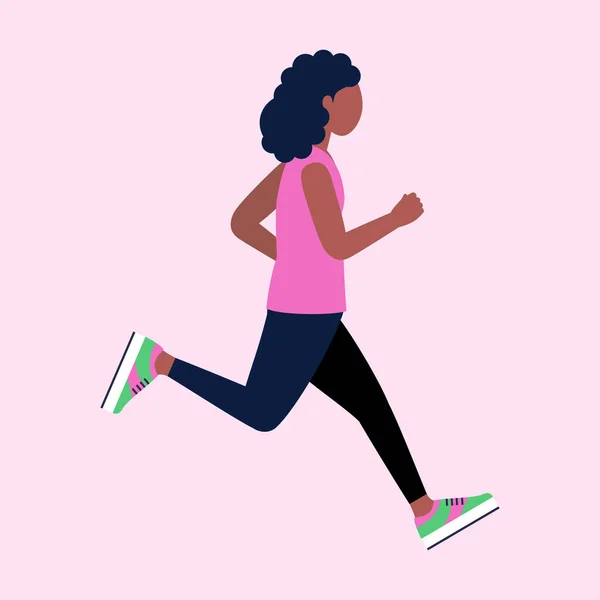 Una Corredora Ilustración Vectorial Con Mujer Corriendo Entrenamiento Para Maratón — Archivo Imágenes Vectoriales