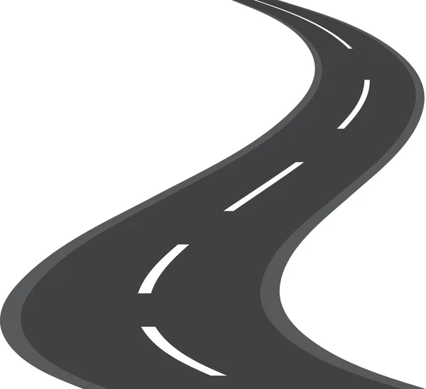 Route courbe avec des marques blanches — Image vectorielle
