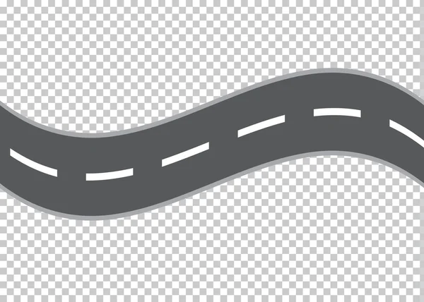 Route courbe avec des marques blanches . — Image vectorielle