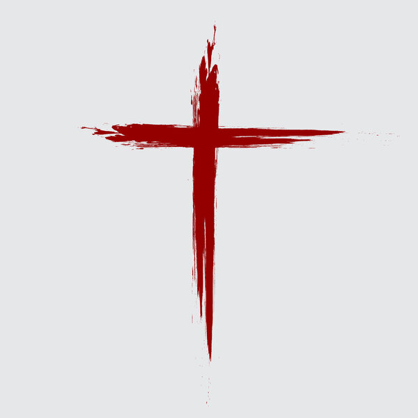 Hand drawn red grunge cross icon — Stock Vector