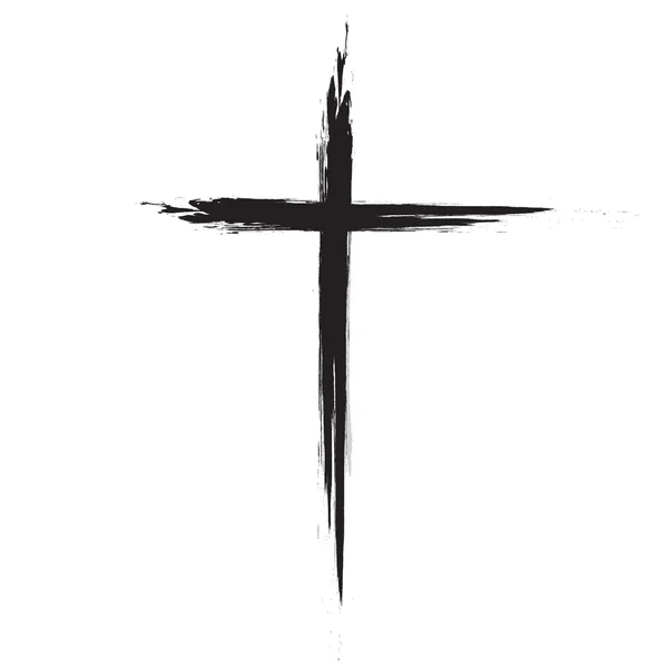 Handgezeichnete schwarze Grunge Cross Ikone — Stockvektor