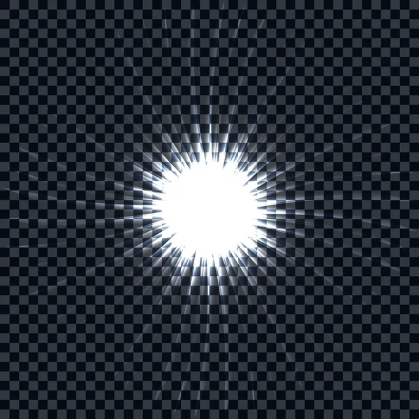 Explosión de luz blanca brillante — Vector de stock