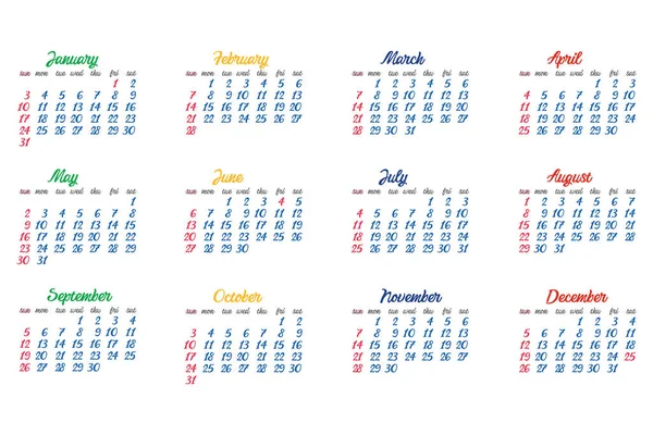 Календар 2021 року на білому тлі — стоковий вектор
