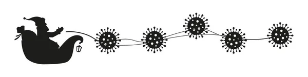 Tomtartade släde och covid virus — Stock vektor