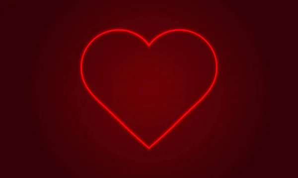 Coração de néon. Design romântico para o Dia dos Namorados Feliz. — Vetor de Stock