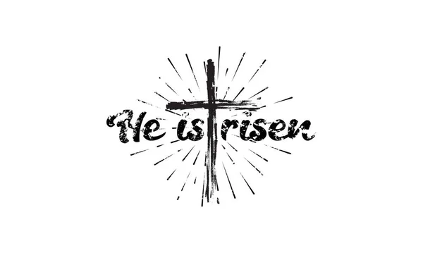 Easter. He is risen lettering. Christian typography poster. Easter poster. Easter lettering. Vector — Stock Vector