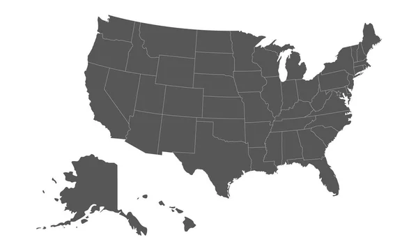 Mapa de Estados Unidos con estados aislados sobre un fondo blanco. Mapa de Estados Unidos de América. Ilustración vectorial — Archivo Imágenes Vectoriales