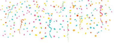 Renkli konfeti kenar çerçeve tekrarı deseni. 