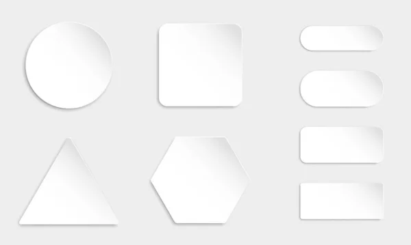 Ensemble blanc de vecteur de bouton carré et arrondi blanc 3d. — Image vectorielle