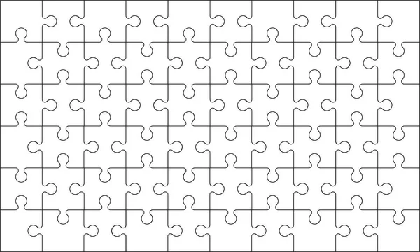 Puzzles grid - blank template. Jigsaw puzzle with 60 pieces. — Stock Vector