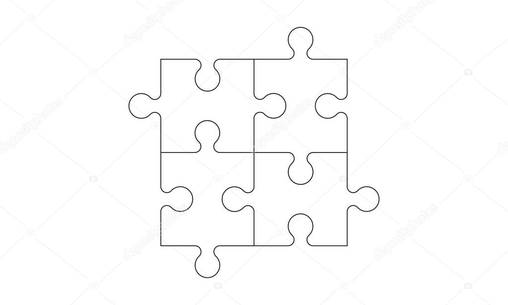 Set of puzzle pieces on white