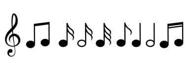 Müzik notaları simgesi seti, müzik notaları sembolü, vektör illüstrasyonu