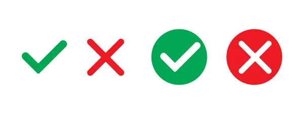 Yeşil işaret, kırmızı işaret simgesi seti. İzole edilmiş kene sembolleri, kontrol listesi işaretleri, onay rozeti. 