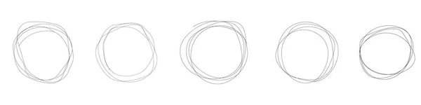 Mão desenho círculo linha esboço conjunto. Design de arte redonda circular rabiscar doodle — Vetor de Stock