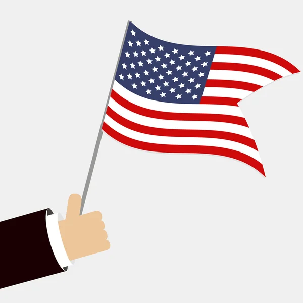 Businessman holding flag of USA — Stock Vector