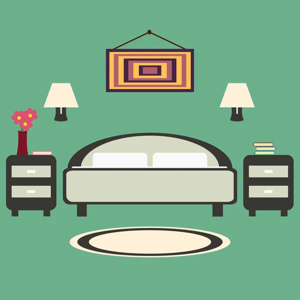 平的卧室设计 — 图库矢量图片