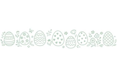 Paskalya yumurtası ve tavşanlı Paskalya bayrağı. İlkbahar minimalist vektör tasarımı..