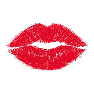 Dudaklar, kırmızı ruj öpücüğü. Vektör illüstrasyonu.