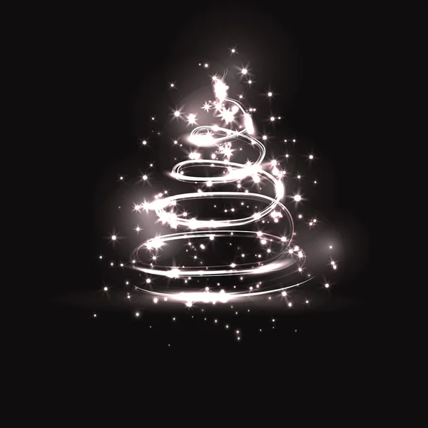 Glühende Wellen. Weihnachtsbaum — Stockvektor
