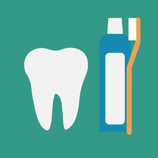 Tand med tandborste och tandkräm. — Stock vektor