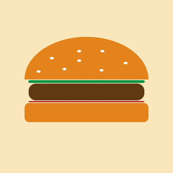 Ikona hamburgera płaskiego — Wektor stockowy