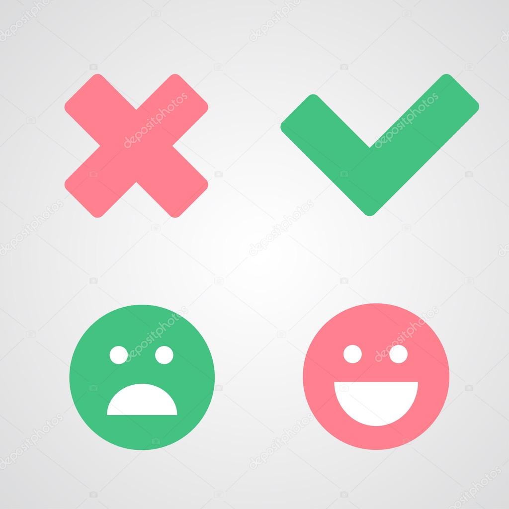 Wrong and right check mark icons