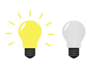 glowing and turned off electric light bulb clipart