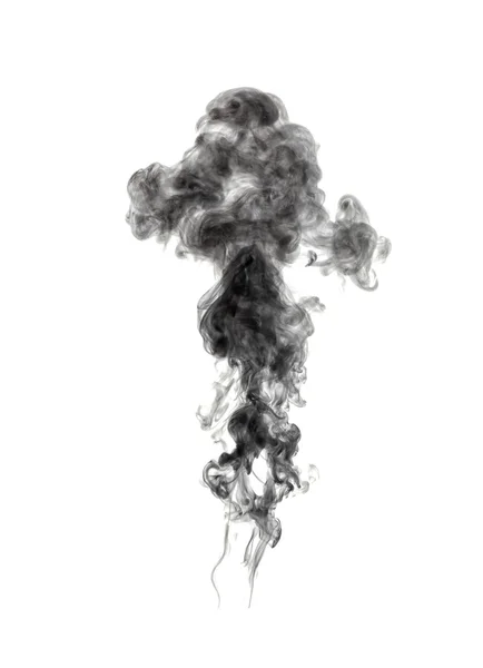 하얀 배경에 뚜렷 한 검은 연기 — 스톡 사진