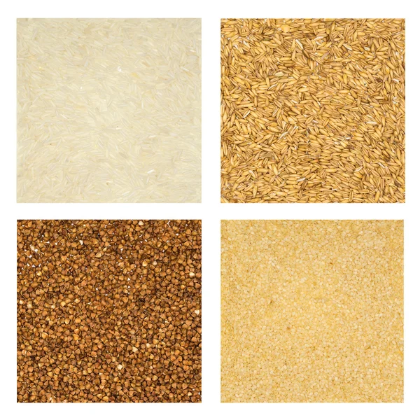 Colección de cereales aislados sobre fondo blanco — Foto de Stock