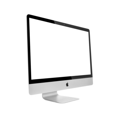Moskova, Rusya - 10 Mayıs 2014: Fotoğraf yeni imac 27 ile Os X Mavericks. iMac - kişisel bilgisayar, Apple Inc tarafından oluşturulan Monoblok serisi.