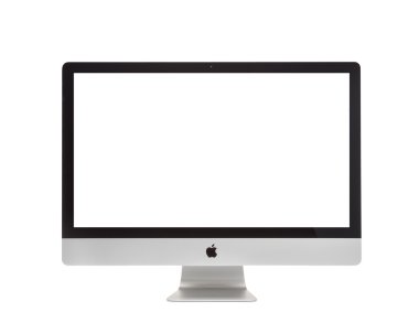 Moskova, Rusya - 10 Mayıs 2014: Fotoğraf yeni imac 27 ile Os X Mavericks. iMac - kişisel bilgisayar, Apple Inc tarafından oluşturulan Monoblok serisi.