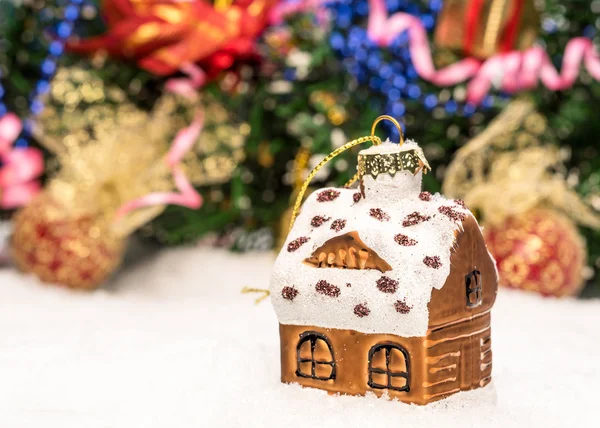 House with christmas decorations on a white backgrond — Stock Photo, Image