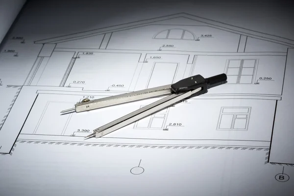 Разделители на архитектурный проект дома — стоковое фото
