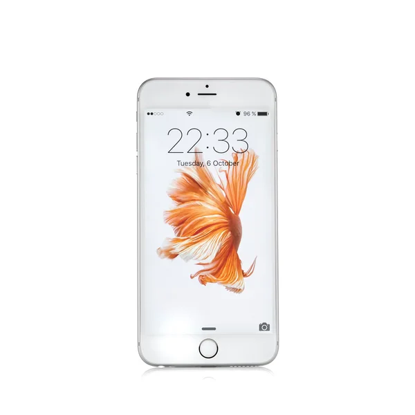 新しい白い iphone 6 s は、sma、モスクワ, ロシア連邦 - 2015 年 10 月 6 日です。 ストック画像