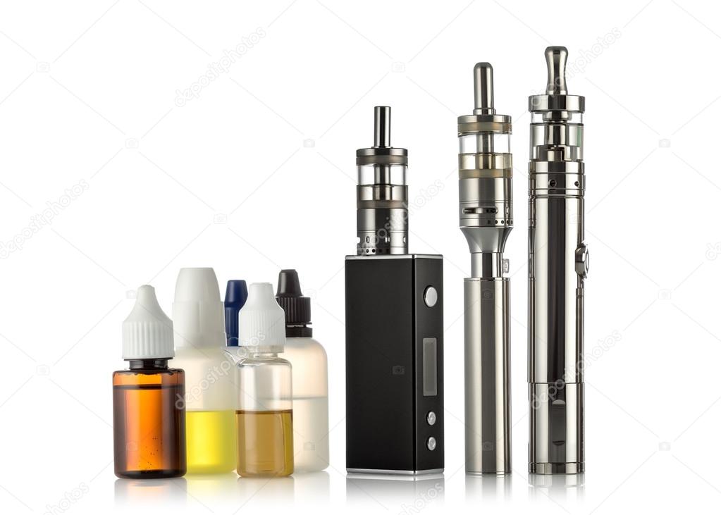 electronic cigarettes collection isolated on white