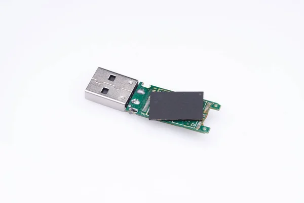 Broken Dissasambled Usb Flash Memory Stick — Stock Photo, Image