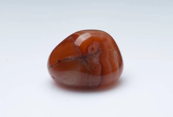 Beyaz arka planda doğal bir Carnelian.