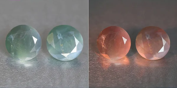 Gri arkaplanda renk değişikliğiyle doğal değerli taş eksantriti