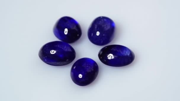 Zafiros Naturales Color Azul Oscuro Piedras Preciosas Fondo — Vídeos de Stock